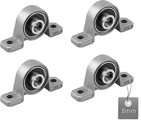 EXLECO 4 Stücke Gehäuselager, 8mm Stehlager Set, Lagerbock, Zinklegierung | Wellenlager, Flanschlager für Achse Welle Maschine, 3d - Drucker (KP08)