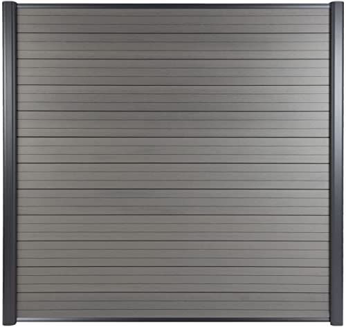 Floordirekt Recinzione WPC 180 altezza x 180 cm – Set completo di recinzione frangivista, recinzione da giardino, protezione dal vento – protezione dal vento per terrazza e giardino – Materiale di