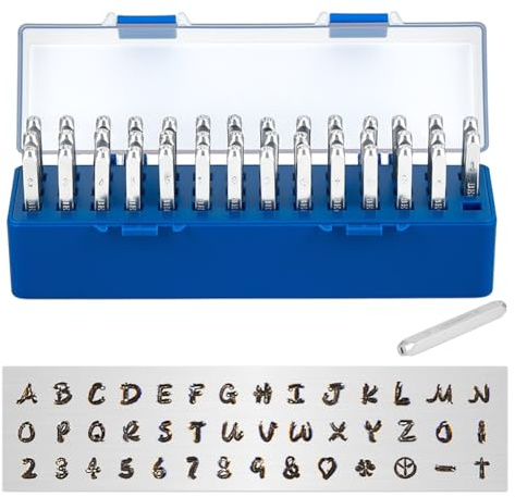 BENECREAT 42Pack (3mm) Design Stempel Set Metallstanzstempel (Buchstabe & Zahl) Stempelwerkzeug Mit EVA-Platte Karbonstahl Werkzeug Für Stempel/Stanze Metall Schmuck Leder Holz