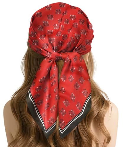 FAIRYGATE Schal Rot Damen Bandana Halstuch Seidentuch Paisley Drucken Tuch Schal Kopftuch Multifunktion Unisex Biker 21233