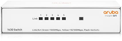HPE Networking Instant On-Switch-Serie 1430 – Nicht verwalteter Layer-2-Ethernet-Switch mit 5-Port Gb | 5X 1G | Lüfterlos | EU-Kabel (R8R44A#ABB)