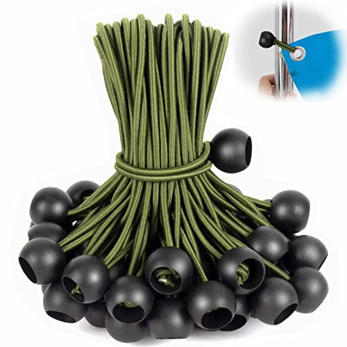 TaoTazon Spanngummis mit Kugel 50 Stück, Planenspanner mit Kugel 12cm, Gummispanner Zeltgummis Expanderschlingen Gummischlaufen für Planen Zelt Banner Netz Pavillions