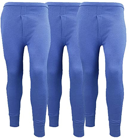 Pack of 3 Mens Thermal Underwear Trousers Long Johns Base Layer Extreme Hot Brushed Inside Ultra Soft Trousers Leggings Pants Blue