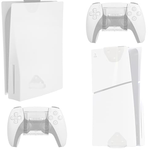 VIVO Support mural et sous bureau 2 en 1 conçu pour console de jeu PS5, Playstation 5 Standard et Digital Edition, affichage mural vertical, 2 supports de contrôleur, blanc, MOUNT-PS5CW