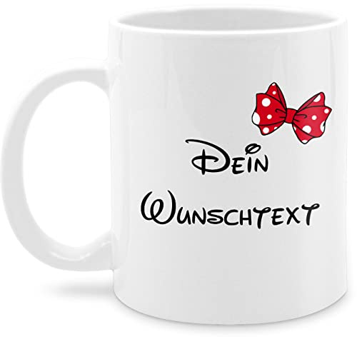 Tasse Tassen 325ml - Aufdruck selbst gestalten - Wunschtext mit Schleife I - 325 ml - Weiß - girlfriend mugs custom mug personalisierte freundin glühweintassen text paartassen personalisierter