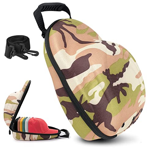 Glamgen Hat Travel Hard Case，Hat Case for Baseball Caps,Hat Carrier Storage Bag for 6 Hats, Hat Organizer Baseball Caps Holder with Adjustable Shoulder Strap for Traveling