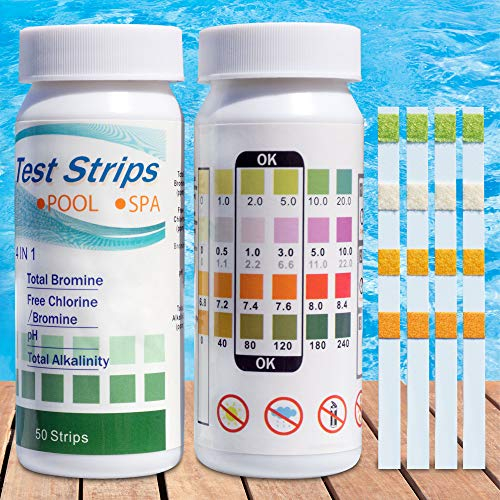 Hecht Pool Teststreifen - Perfekte Messung Ihrer Wasserqualität – Idealer Schnelltest – Neuer Test für optimale Wasserpflege, Wasserqualität - Wassertester Chlor - Teststreifen Pool (50)