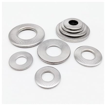 TULDYS Guarnizione elastica zigrinata con molla a disco in acciaio inossidabile 304 M3 M4 M5 M6 M8 M10 M12 M16 NFE25-511 (dimensioni: 25 pezzi M6)