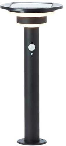 Lightbox LED Pollerlampe mit Solar & Bewegungsmelder - moderne Outdoor | LED Pollerlampe, Solar, Bewegungsmelder, 45cm Höhe, Ø 21cm, 3W, 430 lm