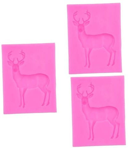 Cabilock Kit Complet De Décoration De Gâteaux 3 Pièces Moule En Silicone En Forme De Cerf De Noël Décorations De Fondant Moule Antiadhésif