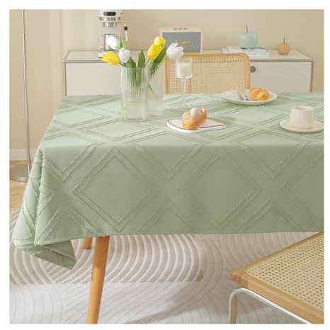 Epinki 110x170CM Tischwäsche, Tischdecke Rhombus Baumwolle Leinen, Tischdecke Terrassentisch Pflegeleicht Geeignet für Home Küche Dekoration, Verschiedene Größen, Grün