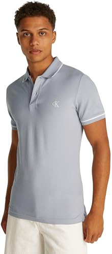 Calvin Klein Uomo Maglietta Polo Maniche Corte Tipping Slim Fit, Viola (Aleutian), XS