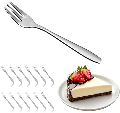 Stainless Steel Silver Dessert and Fruit Serving Utensils, Set of 12-12.8cm Cake Serving Pieces, Elegant Cutlery for Parties and Dining, Includes 12 Pcs Fruit and Cake Utensil Set