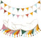 LPZMPZ Banderines de Tela Infantiles 2 Piezas Banderines Decorativos para Habitación 2.6M Banderines Triangulares, Guirnalda Cumpleaños, para Fiestas, Decoración de Jardín y Habitación de Niños
