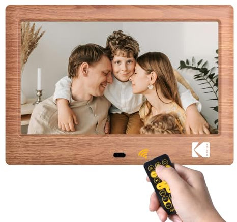 7 Zoll Digitale Bilderrahmen KODAK, Elektronischer Fotorahmen, IPS-Bildschirm, Foto/Musik/Video Player/Kalender/Alarm, Unterstützung USB Oder SD Karte, Automatisch Drehende, mit Fernbedienung