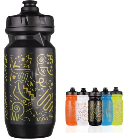 CERFFOOL - Botella de agua para exteriores, ciclismo, camping, senderismo, carreras, viajes, impermeable, PP5, sin BPA, botella de deporte, color negro