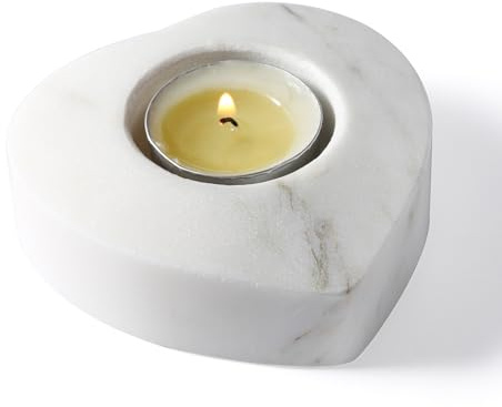 Cahzfie Luxuriöse Griechenland Naturmarmor Herzförmige Teelichthalter, 2 Stück Kerzenhalter, Wohnzimmer Schlafzimmer Deko Tischdeko, Kerzenständer für Hochzeit, Geburtstag, Urlaub (Sivec)