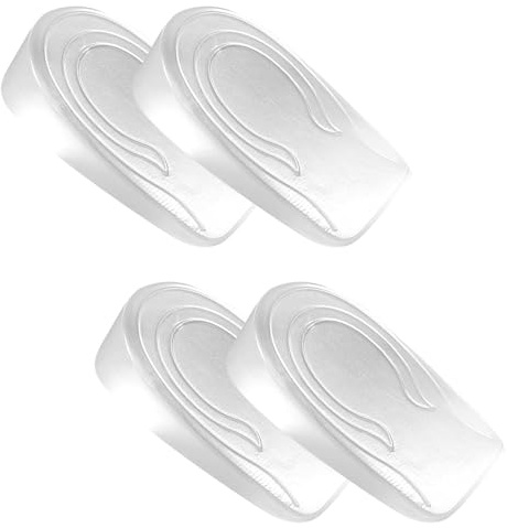 Yuannee gelinlägg för skor män, 4 st mjuka gel hälkuddar skoinlägg upphöjning 1 cm hälhöjning för skor hälsporre inlägg transparent gel hälkilkilar för män