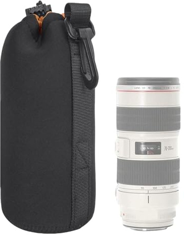Generisk neopren kameraväska, kameralinsficka – linsväska gjord av tjock neopren, linsskyddshölje, mjuk neopren DSLR-objektivväska för förvaring av kameralinser, teleobjektiv, flerfärgad, 25cm, Se