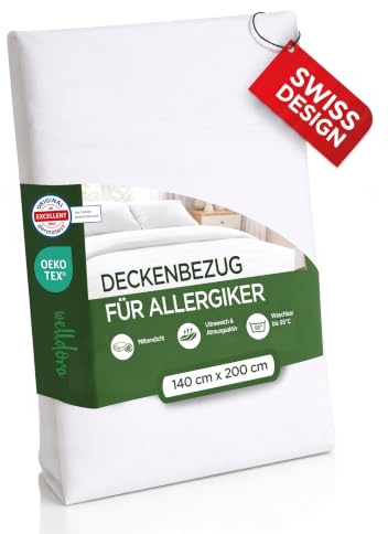 Welldora Milbenbezug Bettdecke 140x200, Premium Encasing, Allergiker | Allergiker-Bezug gegen Milben & Bettwanzen | Dermatologisch getestet | Oeko-Tex Bettwäsche | Waschbar 95°C | Schweizer Marke