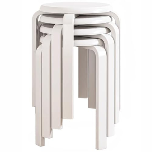 Stapelhocker 4er-Set Platzsparendes Stapelbares Hocker-Set Für Das Wohnzimmer, Empfangshocker Im Klassischen Stil, Friseurin-Hocker Für Das Schlafzimmer(Weiß)