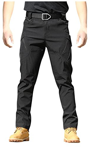 uxxnjfg Pantaloni da Lavoro Uomo Cargo Lavoro Sportivi Pantaloni Tasconi Laterali Militari Sci Tattici Softshell con Tasche Multiple Casual Leggeri Abbigliamento