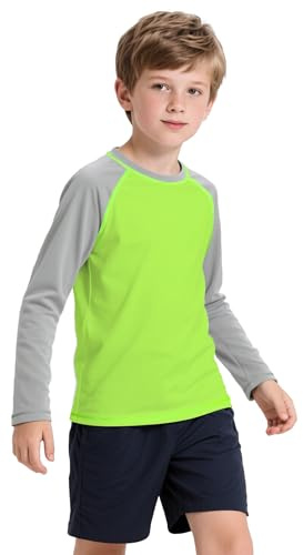 ANGEL CITIZ Rashguard Enfant Garçon Manches Courtes Haut de Maillot de Bain Anti-UV UPF 50+ Séchage Rapide Chemise Natation pour 8-12 Ans Adapté à la Natation Plage Piscine