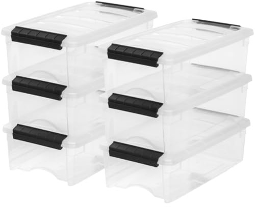 IRIS USA Aufbewahrungsbehälter mit Deckel, 6 Quart, hergestellt in den USA, stapelbar, transparent, Organisationslösung, Riegel, langlebig, verschachtelbare Behälter, sicherer Zuggriff, BPA-freier