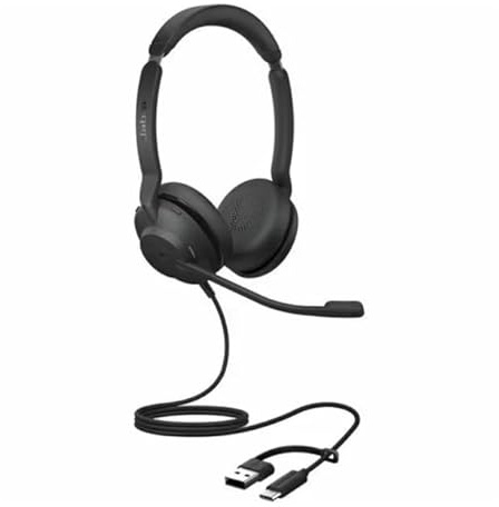 Jabra Evolve2 30 SE (versione 2025) Cuffie a doppio orecchio con microfono per lavoro - Cuffie per computer - Cavo USB-A e USB-C - Certificato Microsoft Teams - Funziona con tutte le piattaforme per