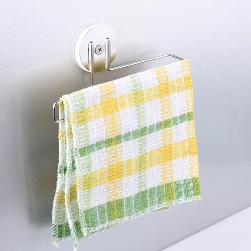 JAZBREY Magnetic Dish Cloth Holder for Kitchen Sink, Work for Stainless Steel Sink, Rubber Coating Strong Magnet Dish Rag Hanger, SUS 304 Stainless Steel Dish Towel Bar, Silver, 1 Pack
