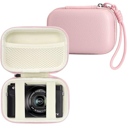 Linpr Digitalkamera Tasche für Canon Powershot G7X Mark III, Rosa | Hülle für SX740/ Sony ZV-1/ RX100 VII/Panasonic ZS99/ LUMIX TZ100, Aufbewahrungsbox für Kompaktkameras mit Trageband