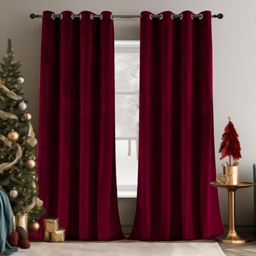 Tende oscuranti in velluto super morbido, per camera da letto, isolamento termico, con occhielli, insonorizzate, trattamento per finestre, 2 pannelli, 213 x 144 cm (larghezza x lunghezza)