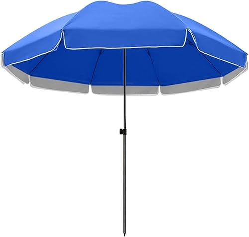 8ft/2,4m Sonnenschirm, Gartenschirm, Außenterrassenmöbel Tischschirm Für Poolrasen, Deck, Balco, Strand, Kleiner Runder Marktschirm, Blue, 2.4m/8ft