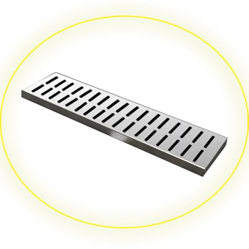 QSPNVFB Canaleta Desague Con Rejilla Acero Inoxidable, Rectangular Sumidero De Piso Cubierta De Drenaje De Canal, Rejilla De Drenaje Jardin Garaje Piscina(100x15CM(39x5.9))