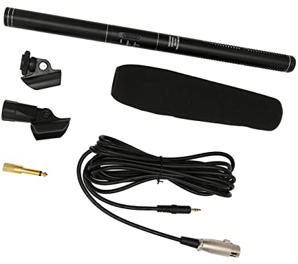 Hamwesh Kondensorintervjumikrofon, Handhållen Reportermikrofon, Fotograferingsgevär MIC med Hållare Anti Wind Foam Cap 16.4ft Avtagbar XLR -kabel för Videokameror DSLR DV