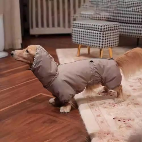 YPDOPORA Wintermantel Für Hunde Für Dackel, Warmer Hundemantel Für Kaltes Wetter, Warme, Winddichte 4-Bein-Hundejacke Mit Reißverschluss, Kuschelige Rollkragenjacke Für Hunde, Größe S,Braun,3XL