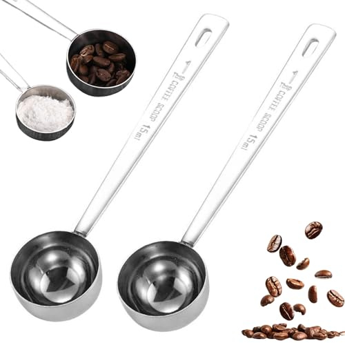 ApexPine 2 Pcs 15ml Long Handle Stainless Steel Measuring Spoons | 2 pack 15ml long handle measuring spoons, stainless steel, for coffee protein powder flour baking measuring use