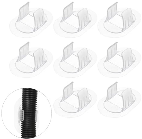 sourcing map 8 Pcs Washing Machine Drain Hose Holder (Fits 30-38 mm OD Hose) - Self-Adhesive No Drill Fixing Clip Guide Clamp Bracket for Clothes Washer/Laundry Tub Discharge, Transparent