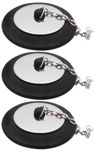 ULTECHNOVO 3pcs Rubber Tub Plug Drain Stoppers with Chain for 5cm Drain, Bathroom Sink Seal Plugs, Reliable Rubber Bathtub Accessories for Residential and Commercial Use