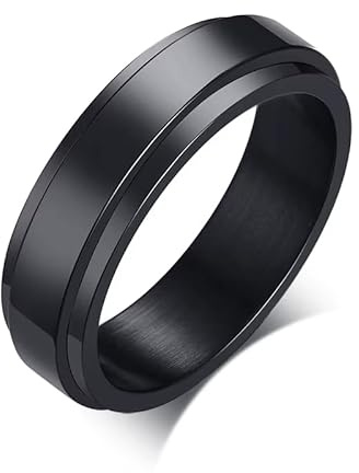 Herrring i rostfritt stål, spinnband, 6 mm, svart, storlek 10