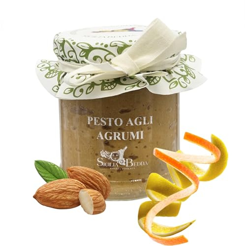 Sicilia Bedda - Pesto agli Agrumi con Mandorle - Pesto Ideale per Pasta e Bruschetta - 180 Grammi