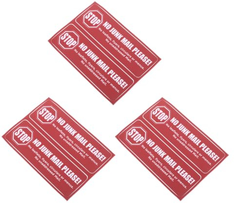 HEALSOPTHY 3 Ark Självhäftande No Junk Mail -skyltar Väderbeständiga Varningsdekaler för Brevlådor och Hem Reklamfri Posthantering och Tydlig Märkning