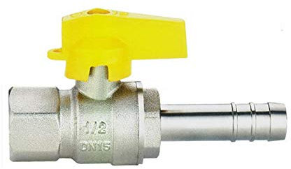 rubinetto valvola gas 1/2'' f portagomma tubo 13 x 19,5 bianco GPL metano diritto en 331 GAS