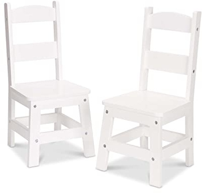Melissa & Doug Wooden Chairs Set of 2, White Kids Furniture for Playroom