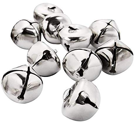 YIGO Silver 50pcs 25mm (1 inch) Iron Loose Beads Small Jingle Bells Christmas Decoration Pendants DIY Crafts Handmade Accessories