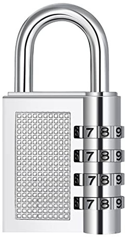 ZHEGE Combination Padlock for Locker, 4 Digit Combination Lock for Gym, School, Employee Lockers, Weatherproof Outdoor Padlocks with Code for Fence, Gate, Shed, Garage (1 Pack, Sliver)