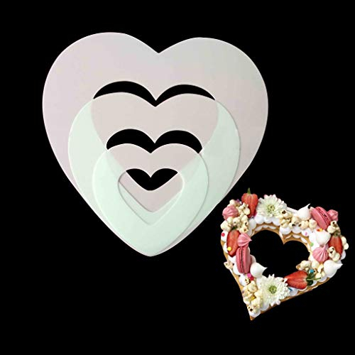 Rolin Roly 3Pcs Stampo a Forma di Cuore per Torte Heart Cake Stencils Stampi decorazioni per Torte Decorazioni per Matrimoni Anniversari San Valentino Compleanni Feste