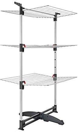 Gravidus 3 Etagen Turmwäschetrockner Wäscheturm, 40 m Trockenlänge - Höhenverstellbar, Rostfrei, Variable Gitter