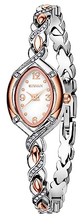 SURVAN WatchDesigner Japanische Quarzarmbanduhr für Damen Wasserdicht 18K Gold Edelstahl Armband
