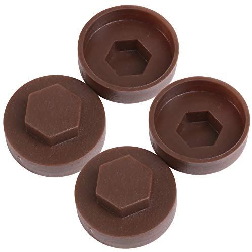 50x Vandyke Brown Hex TEK Roofing Cover Caps for 19mm Washer/Coverage & 8mm Recess